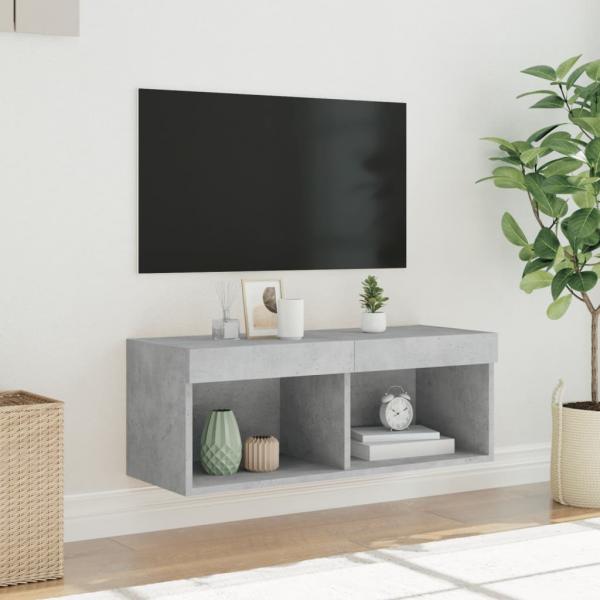 TV-Schrank mit LED-Leuchten Betongrau 80x30x30 cm