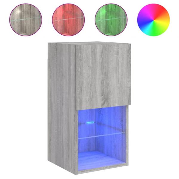 TV-Schrank mit LED-Leuchten Grau Sonoma 30,5x30x60 cm