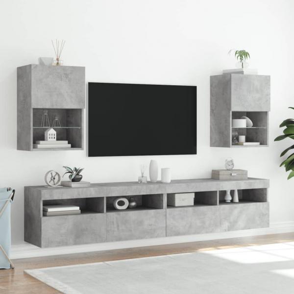 TV-Schrank mit LED-Leuchten Betongrau 40,5x30x60 cm