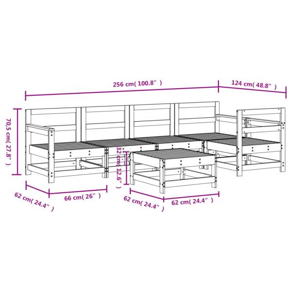 6-tlg. Garten-Lounge-Set Massivholz Kiefer