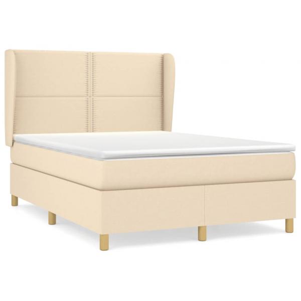 Boxspringbett mit Matratze Creme 140x200 cm Stoff