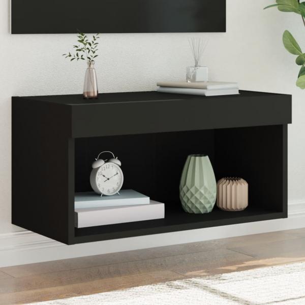 ARDEBO.de - TV-Schrank mit LED-Leuchten Schwarz 60x30x30 cm