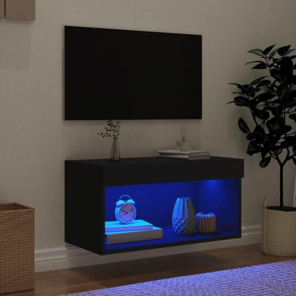 TV-Schrank mit LED-Leuchten Schwarz 60x30x30 cm