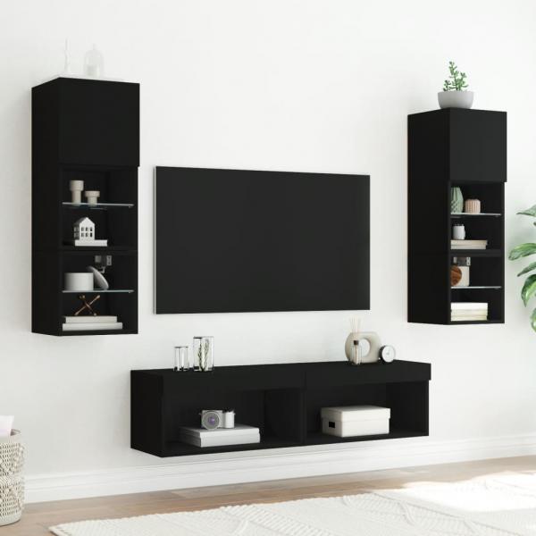 TV-Schrank mit LED-Leuchten Schwarz 60x30x30 cm