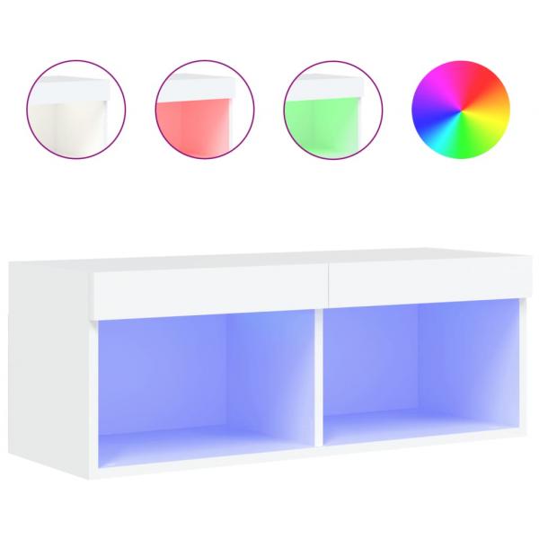 TV-Schrank mit LED-Leuchten Weiß 80x30x30 cm