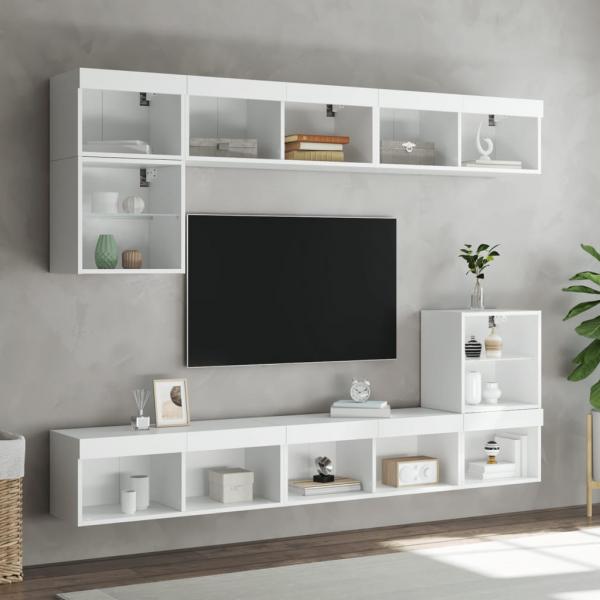 TV-Schrank mit LED-Leuchten Weiß 80x30x30 cm