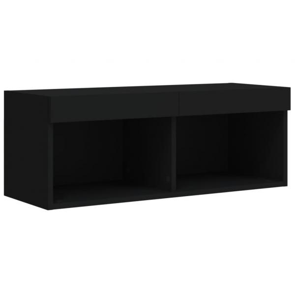 TV-Schrank mit LED-Leuchten Schwarz 80x30x30 cm