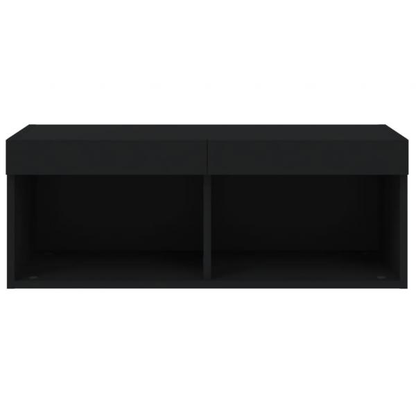 TV-Schrank mit LED-Leuchten Schwarz 80x30x30 cm