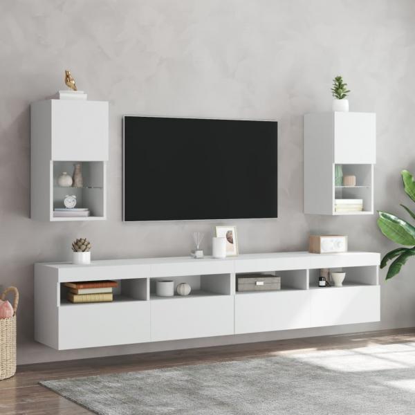 TV-Schrank mit LED-Leuchten Weiß 30,5x30x60 cm