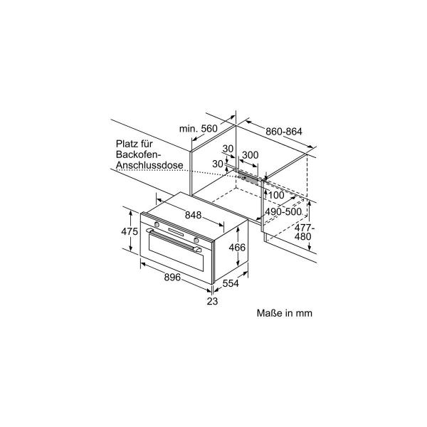 Siemens VB558C0S0 iQ500 EEK: A+ Einbaubackofen, 90 cm breit, 85l, lightControl, Schnellaufheizung, Heißluft, Edelstahl