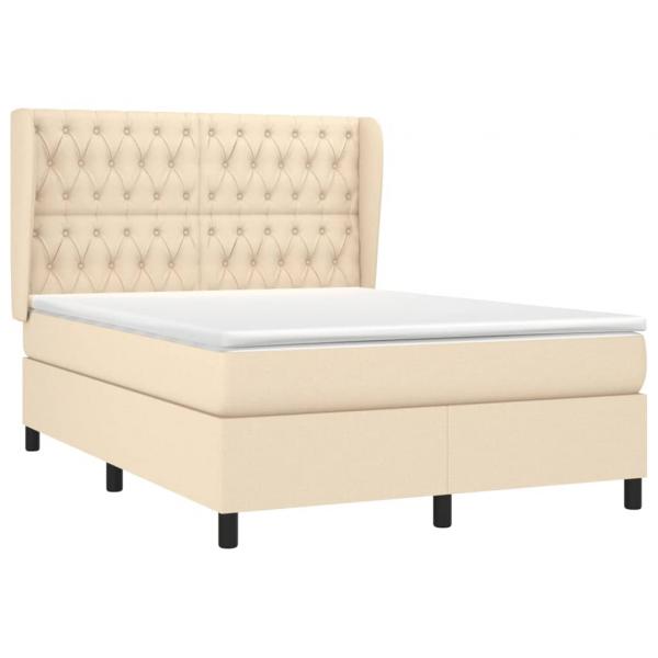 Boxspringbett mit Matratze Creme 140x190 cm Stoff