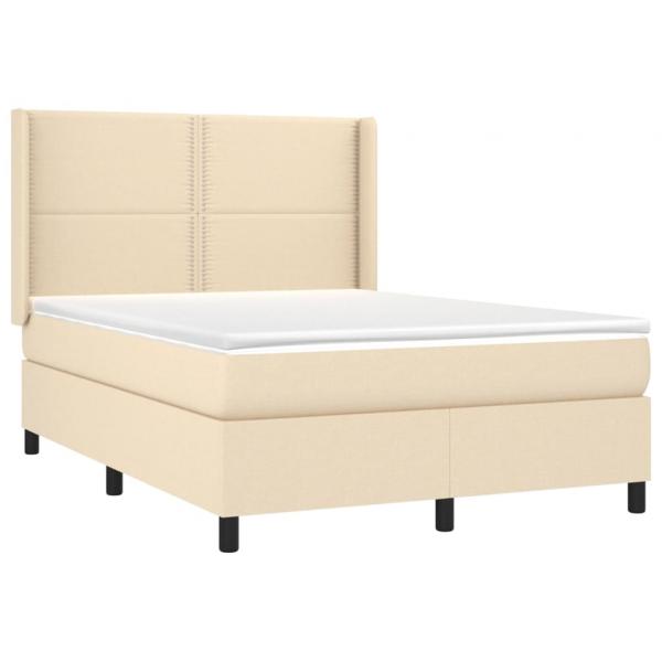 Boxspringbett mit Matratze & LED Creme 140x190 cm Stoff