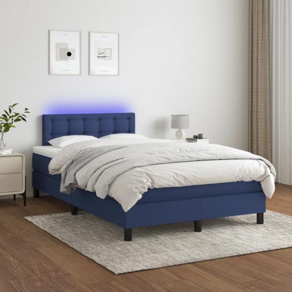 ARDEBO.de - Boxspringbett mit Matratze & LED Blau 120x200 cm Stoff