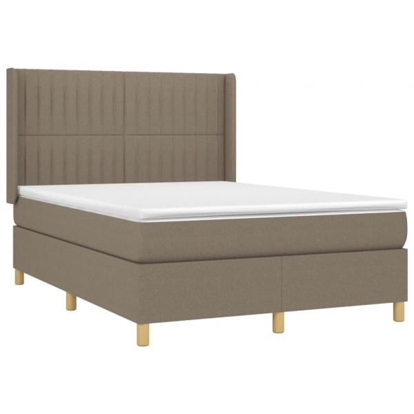 Boxspringbett mit Matratze & LED Taupe 140x190 cm Stoff