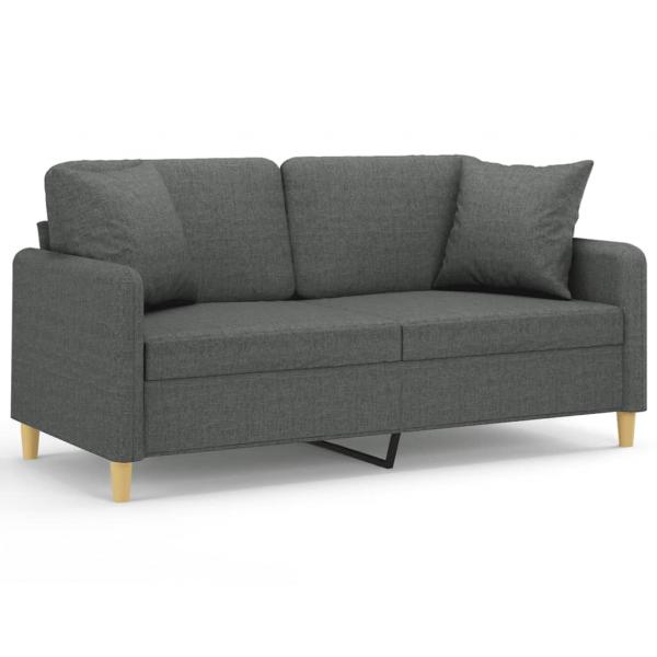 2-Sitzer-Sofa mit Zierkissen Dunkelgrau 140 cm Stoff