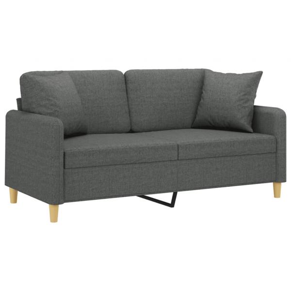 2-Sitzer-Sofa mit Zierkissen Dunkelgrau 140 cm Stoff