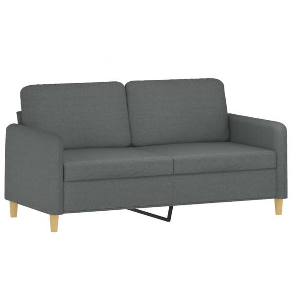 2-Sitzer-Sofa mit Zierkissen Dunkelgrau 140 cm Stoff