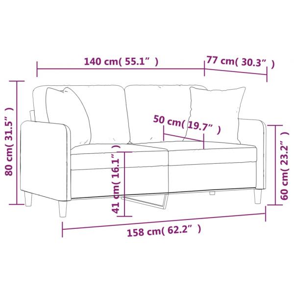 2-Sitzer-Sofa mit Zierkissen Dunkelgrau 140 cm Stoff