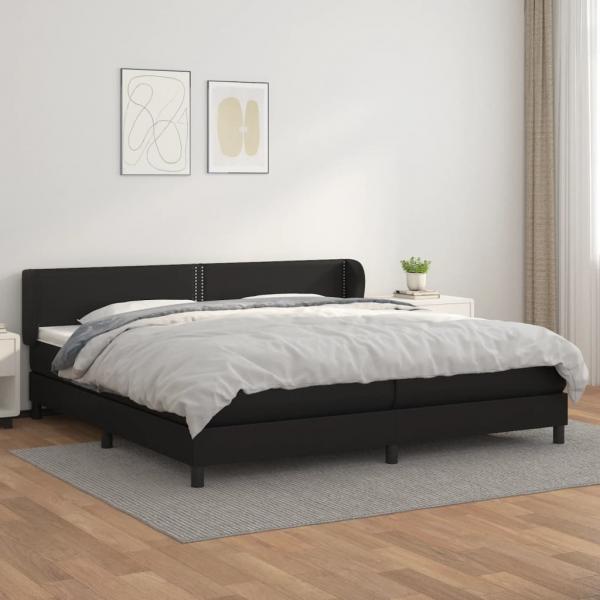 ARDEBO.de - Boxspringbett mit Matratze Schwarz 200x200 cm Kunstleder