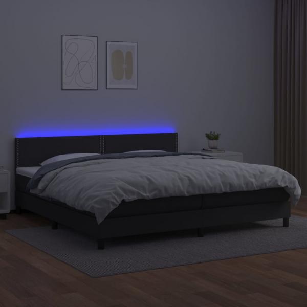 Boxspringbett mit Matratze & LED Schwarz 200x200 cm Kunstleder