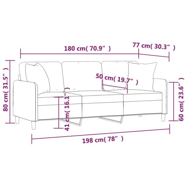 3-Sitzer-Sofa mit Zierkissen Dunkelgrau 180 cm Stoff