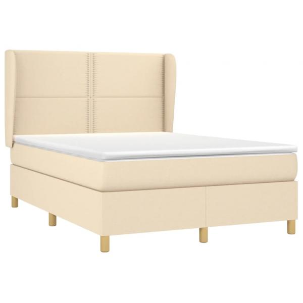 Boxspringbett mit Matratze Creme 140x190 cm Stoff