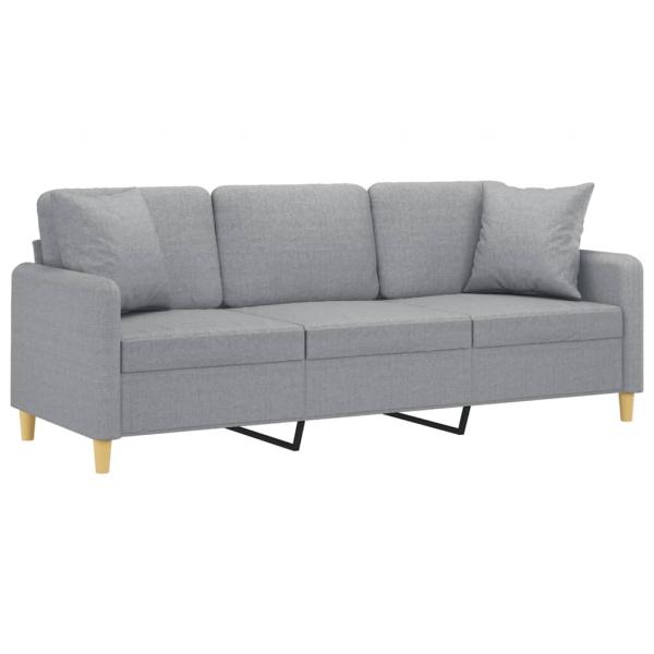 3-Sitzer-Sofa mit Zierkissen Hellgrau 180 cm Stoff