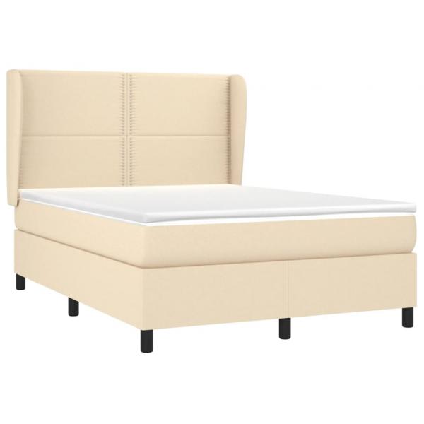 Boxspringbett mit Matratze Creme 140x190 cm Stoff