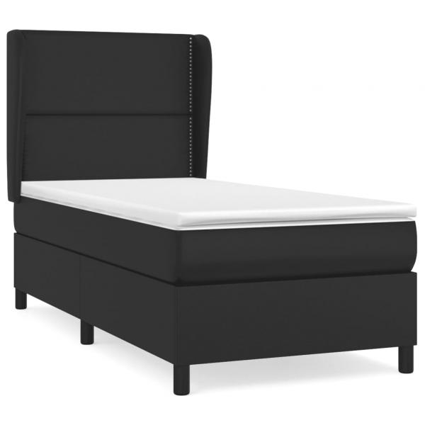 Boxspringbett mit Matratze Schwarz 100x200 cm Kunstleder