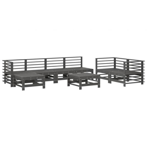 8-tlg. Garten-Lounge-Set Grau Massivholz Kiefer