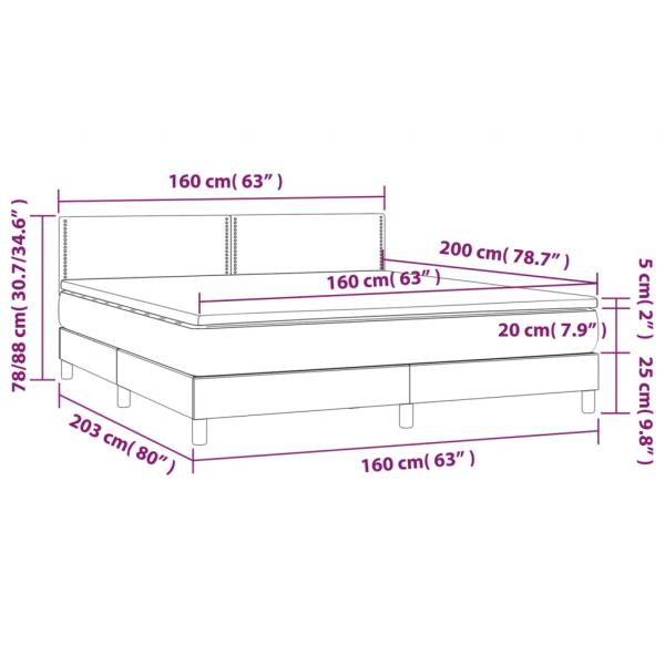 Boxspringbett mit Matratze Schwarz 160x200 cm Stoff