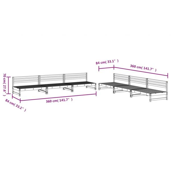 6-tlg. Garten-Lounge-Set Massivholz Kiefer