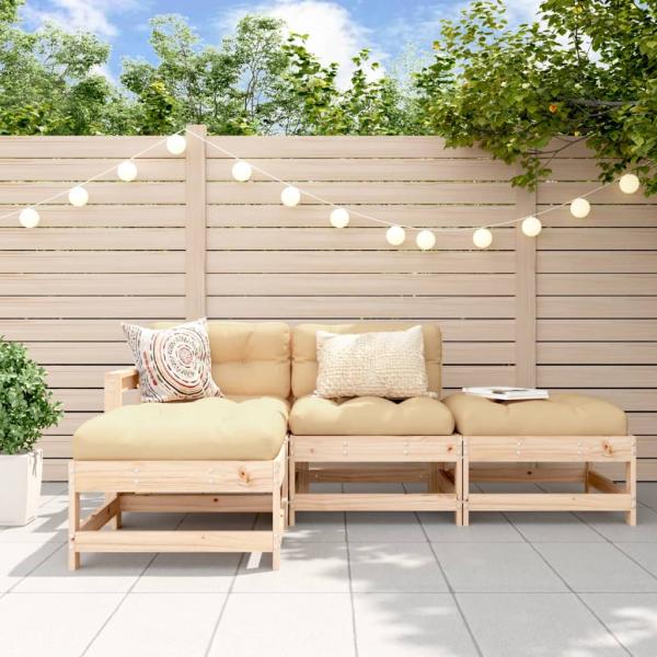 ARDEBO.de - 4-tlg. Garten-Lounge-Set Massivholz Kiefer