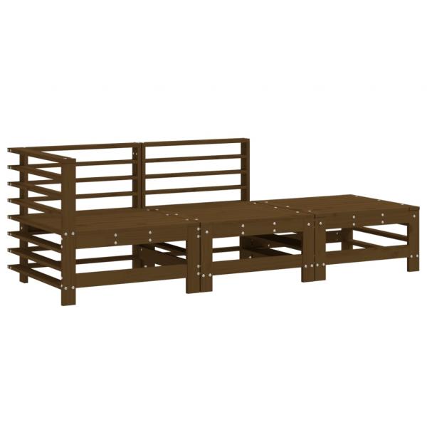 3-tlg. Garten-Lounge-Set Honigbraun Massivholz Kiefer