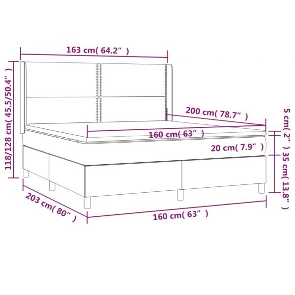 Boxspringbett mit Matratze & LED Schwarz 160x200 cm Stoff