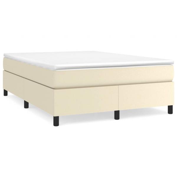 Boxspringbett mit Matratze Creme 140x190 cm Kunstleder