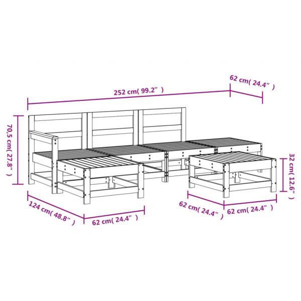 6-tlg. Garten-Lounge-Set Massivholz Kiefer