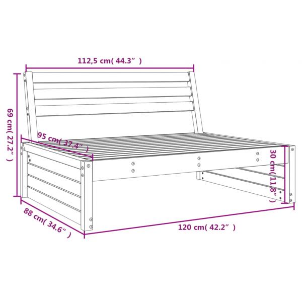 Garten-Mittelsofa Grau 120x80 cm Massivholz Kiefer