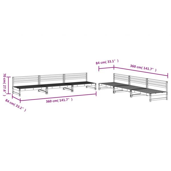 6-tlg. Garten-Lounge-Set Grau Massivholz Kiefer