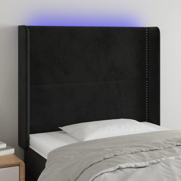 ARDEBO.de - LED Kopfteil Schwarz 83x16x118/128 cm Samt