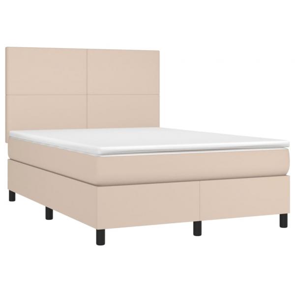 Boxspringbett mit Matratze & LED Cappuccino-Braun 140x190cm