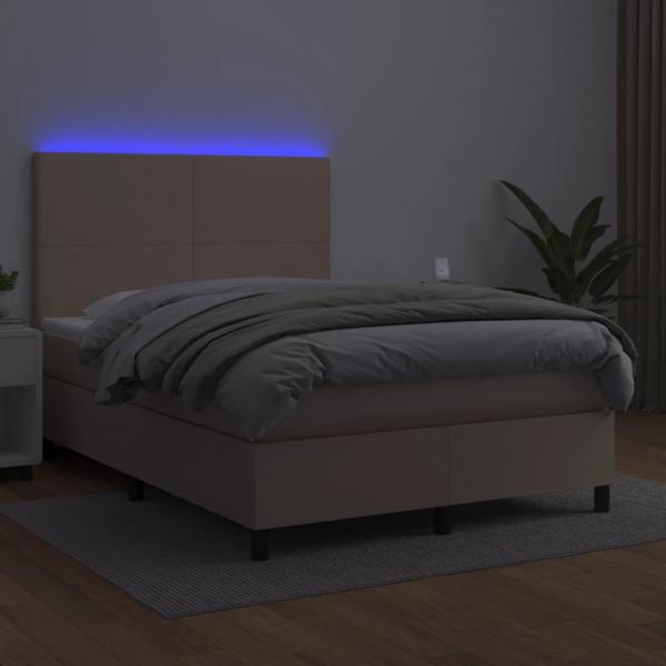 Boxspringbett mit Matratze & LED Cappuccino-Braun 140x190cm