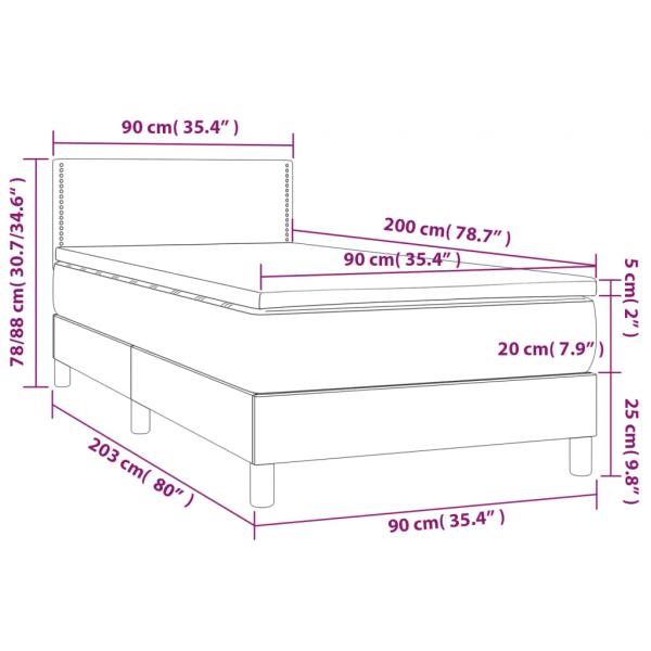 Boxspringbett mit Matratze Weiß 90x200 cm Kunstleder