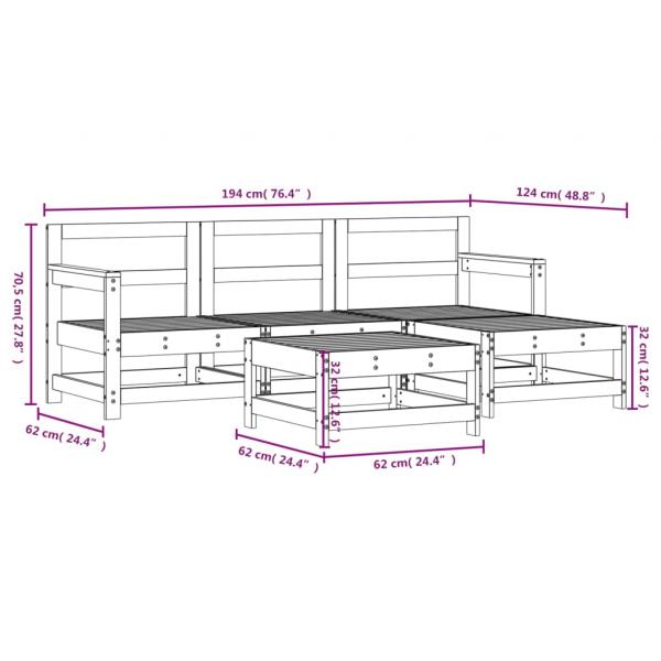 5-tlg. Garten-Lounge-Set Massivholz Kiefer