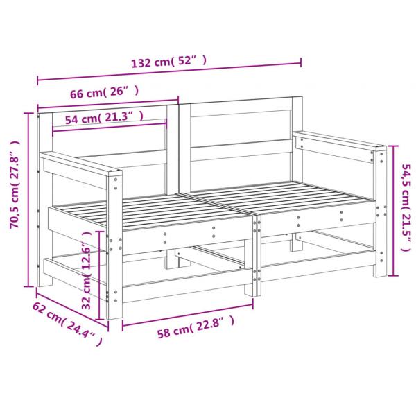 Garten-Ecksofas 2 Stk. Grau Massivholz Kiefer