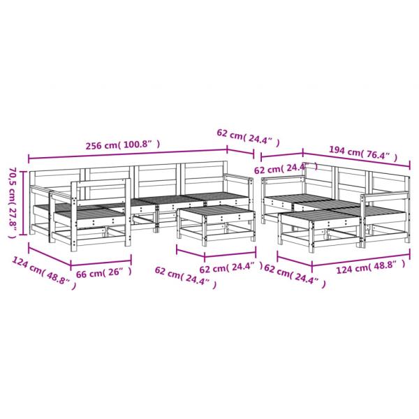 10-tlg. Garten-Lounge-Set Massivholz Kiefer