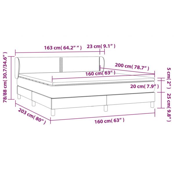 Boxspringbett mit Matratze Schwarz 160x200 cm Stoff