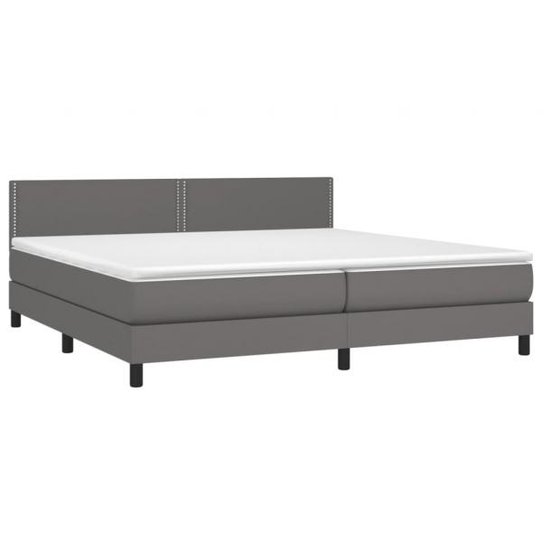 Boxspringbett mit Matratze & LED Grau 200x200 cm Kunstleder