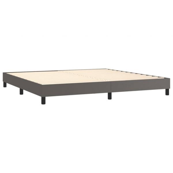 Boxspringbett mit Matratze & LED Grau 200x200 cm Kunstleder