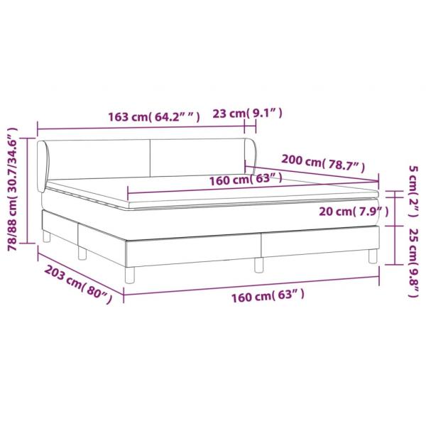 Boxspringbett mit Matratze Hellgrau 160x200 cm Stoff